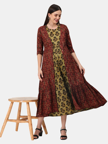 Autumn Flames Maternity and Feeding Shacket Dress Set