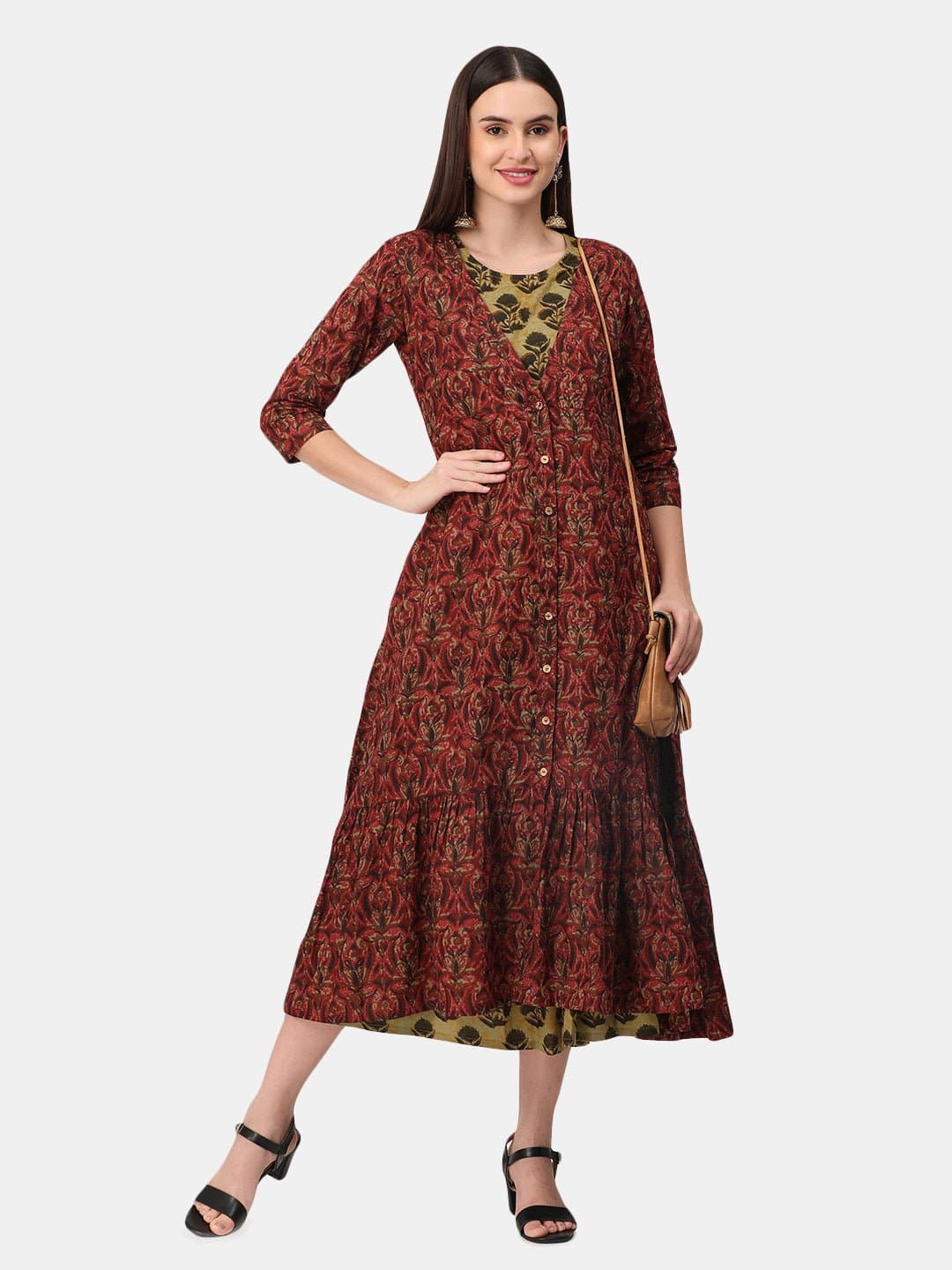 Autumn Flames Maternity and Feeding Shacket Dress Set