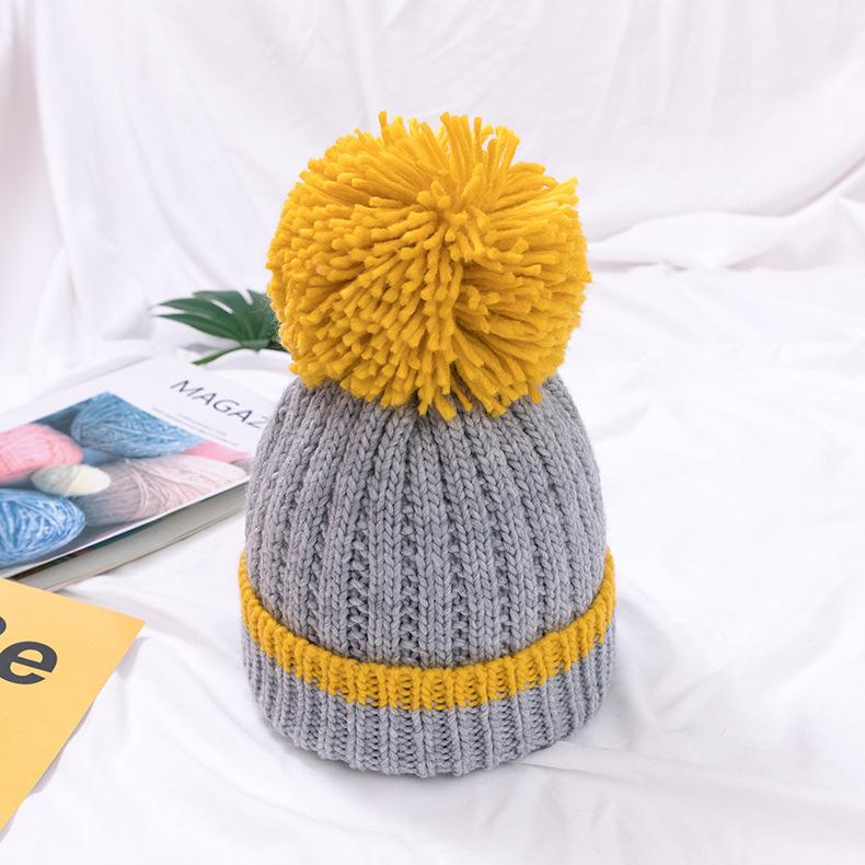 Baby Knitted Cap with Faux Fur - Grey - WNCP-FURGY-6-3Y