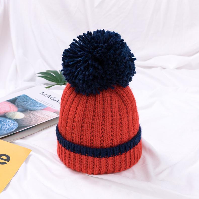 Baby Knitted Cap with Faux Fur - Red - WNCP-FURRD-6-3Y
