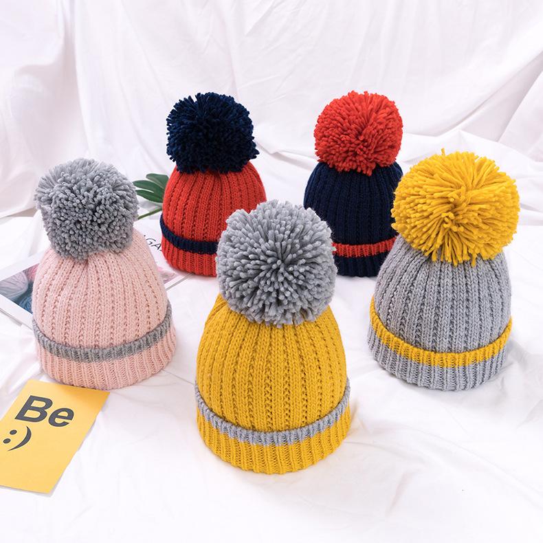 Baby Knitted Cap with Faux Fur - Yellow - WNCP-FURYW-6-3Y