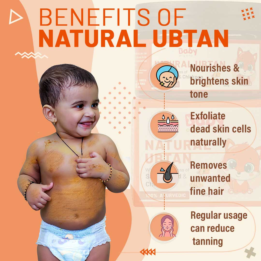 Baby Organo Natural Ubtan 100gm | with the goodness of natural pulses like Green Gram (Moong) and Chickpea (Chana) | 100% Ayurvedic -