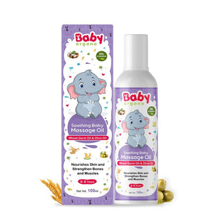 Baby Organo Soothing Baby Massage Oil, 100ml | Super Blend of 6 Ayurvedic Herbs Oils - BOOIL