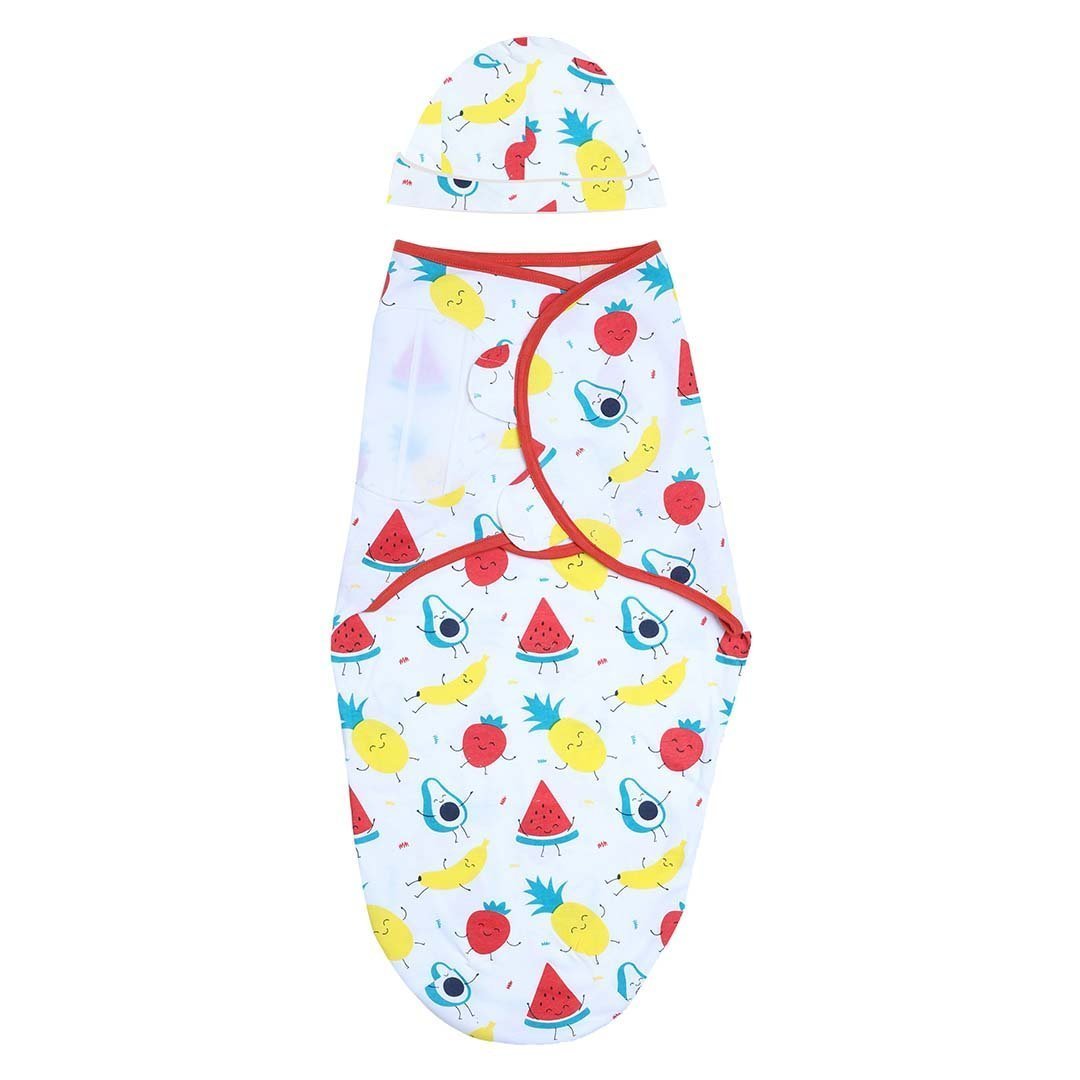 Baby Swaddle Blanket and Cap Set- Fruity Cutie - SWD-FRCT-0-3