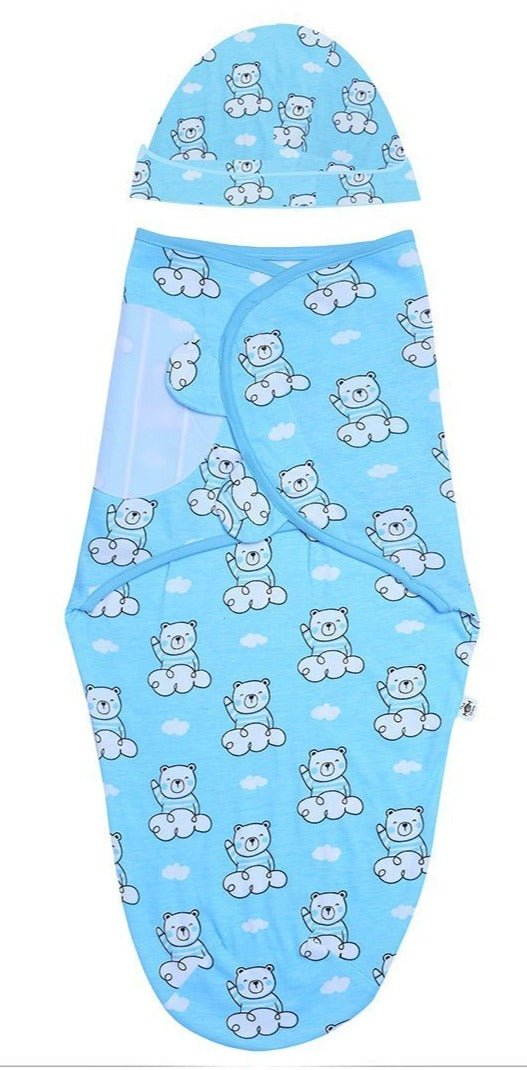 Baby Swaddle Blanket and Cap Set- Hello Bear - SWD-HLBR-0-3