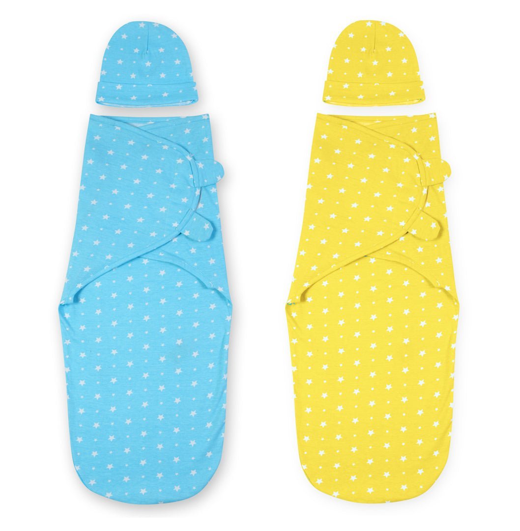 Baby Swaddle Combo- Blue & Yellow Star - SWD2-MP-BLYLS