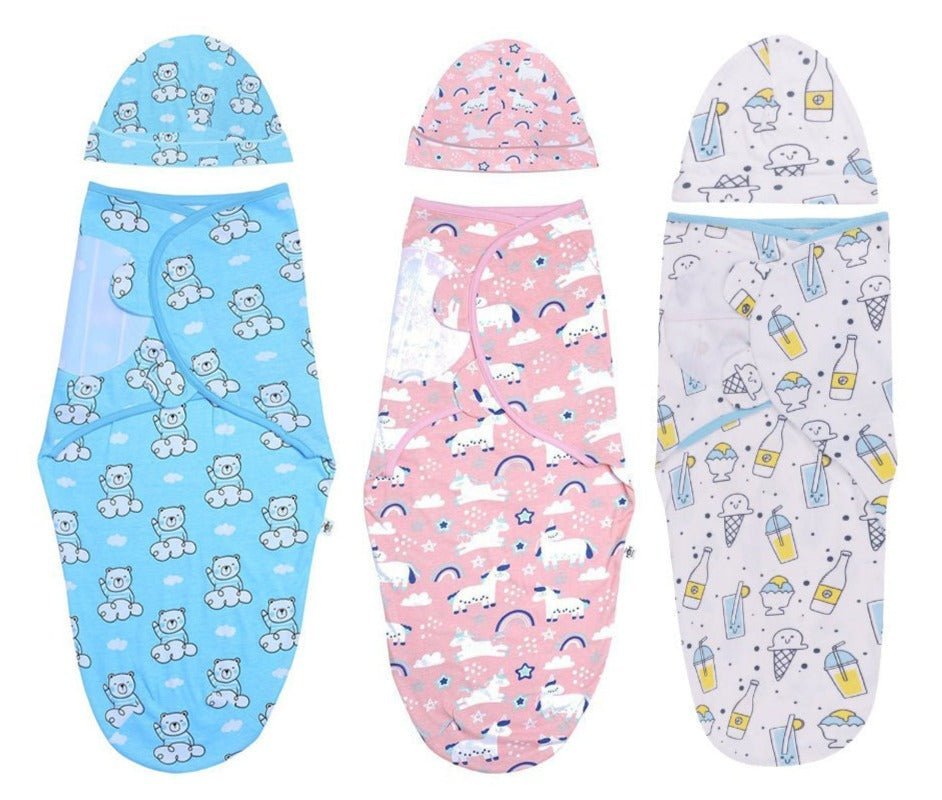 Baby Swaddle Combo- Hello Bear, Magical Unicorn & My Smoothie - SWD3-HBMUMS