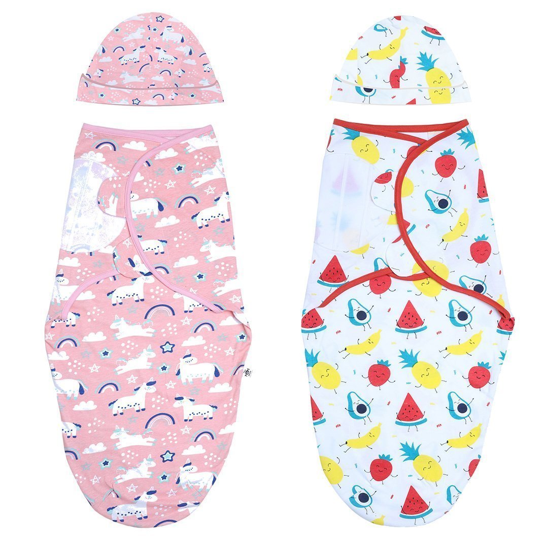 Baby Swaddle Combo- Magical Unicorn & Fruity Cutie - SWD-2-MUFC-0-3