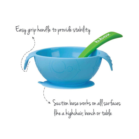 B.Box First Feeding Bowl Suction Set with Spoon- Ocean Breeze Blue Green - 470