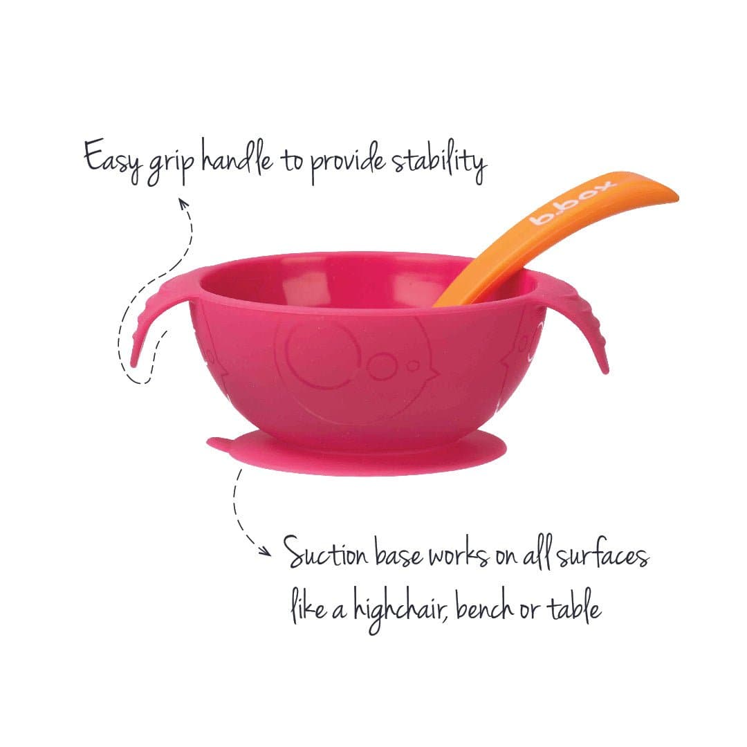 B.Box First Feeding Bowl Suction Set with Spoon- Pink Orange - 471