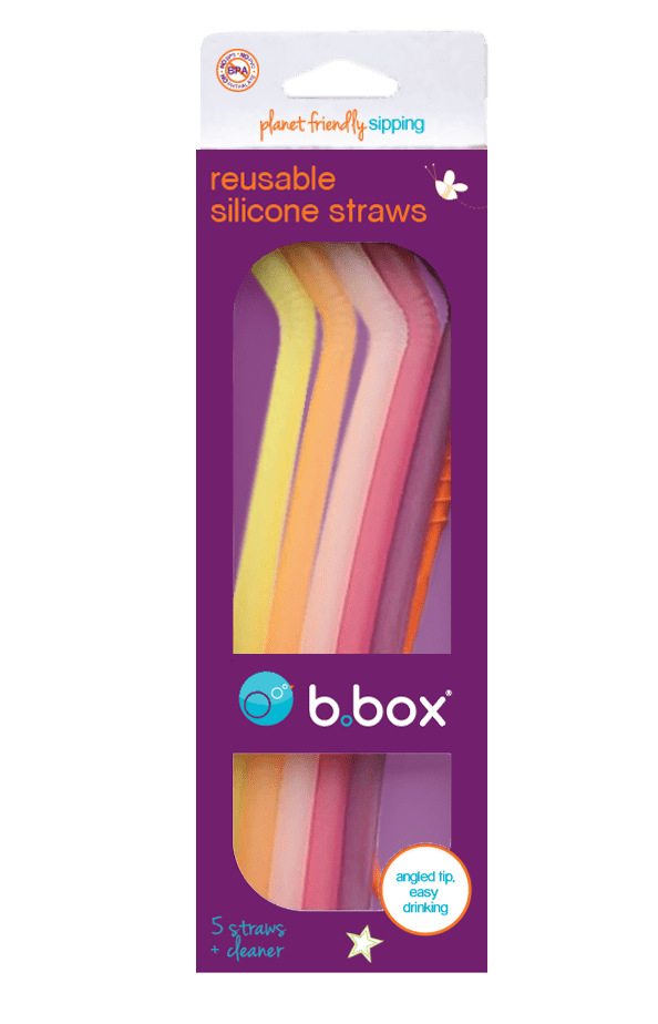 B.Box Reusable Silicone Straw - Very Berry - Pack of 5 - 746