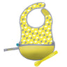 B.Box Travel Bib & Flexible Soft Bite Spoon Set - Pine Splice Yellow Grey - 593