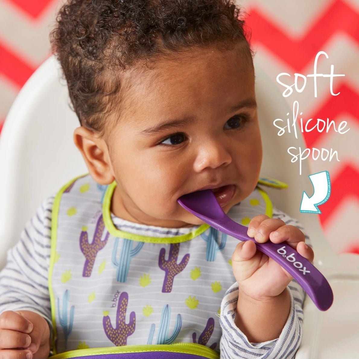 B.Box Travel Bib & Flexible Soft Bite Spoon Set - Pine Splice Yellow Grey - 593