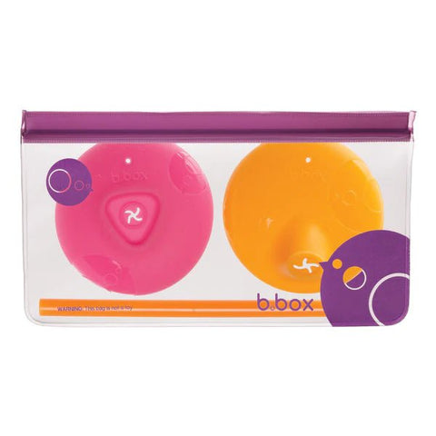 B.Box Universal Silicone Lid & Straw Travel Pack - Strawberry Shake Pink Orange - 536