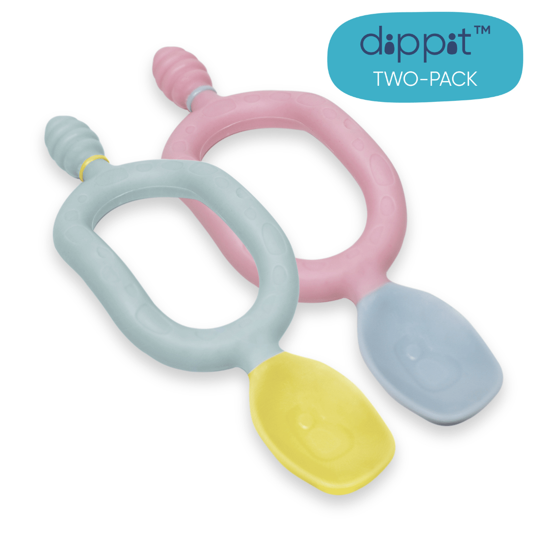 Bibado Dippit™ Multi stage Baby Weaning Spoon and Dipper- Pink & Grey | Pack of 2 - BIB045