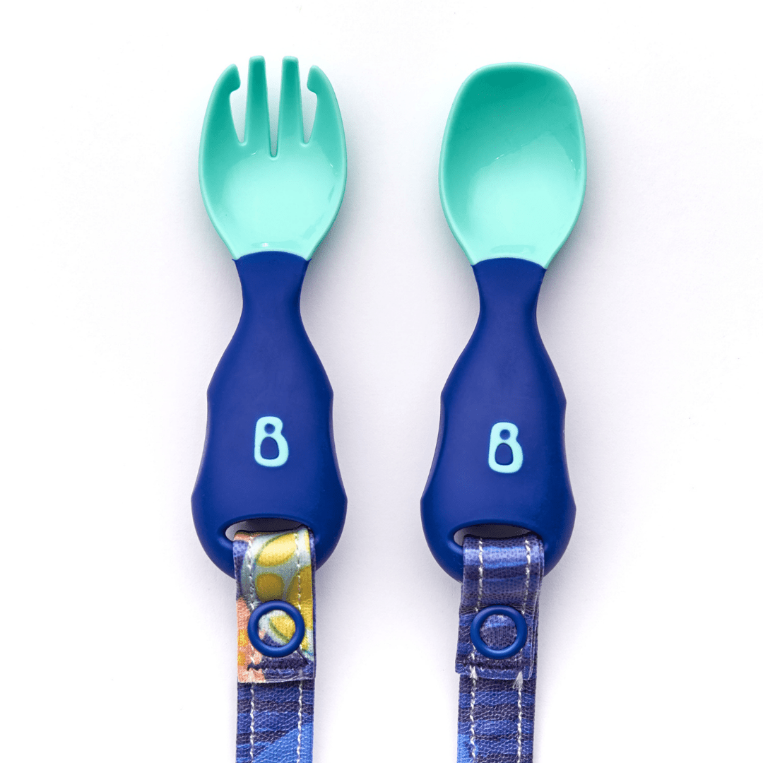 Bibado Handi Cutlery- Attachable Weaning Cutlery Set Oceans of Fun Dark Blue - BIB031