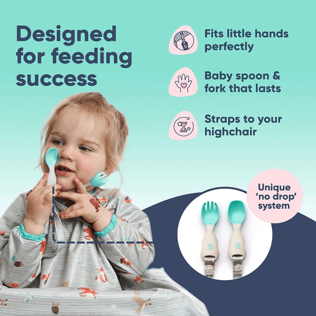 Bibado Handi Cutlery- Attachable Weaning Cutlery Set Woodland Friends Grey - BIB030