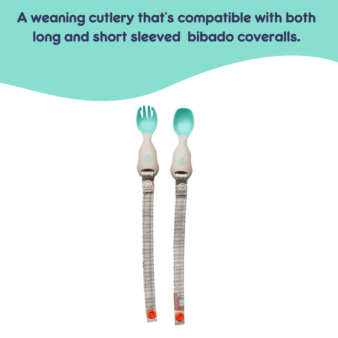 Bibado Handi Cutlery- Attachable Weaning Cutlery Set Woodland Friends Grey - BIB030