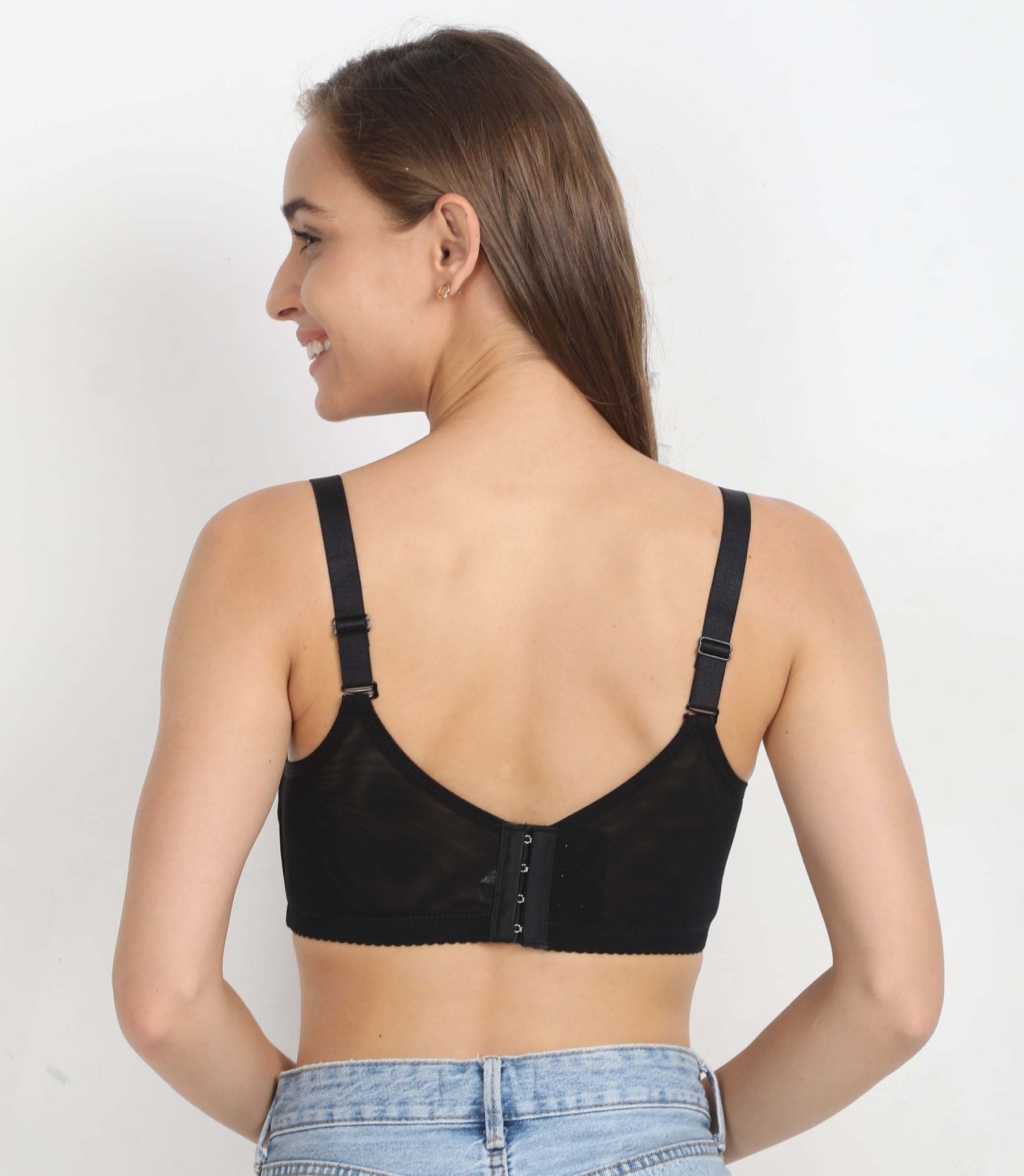 Black Lace Front Open Nursing Maternity Bra - Beige