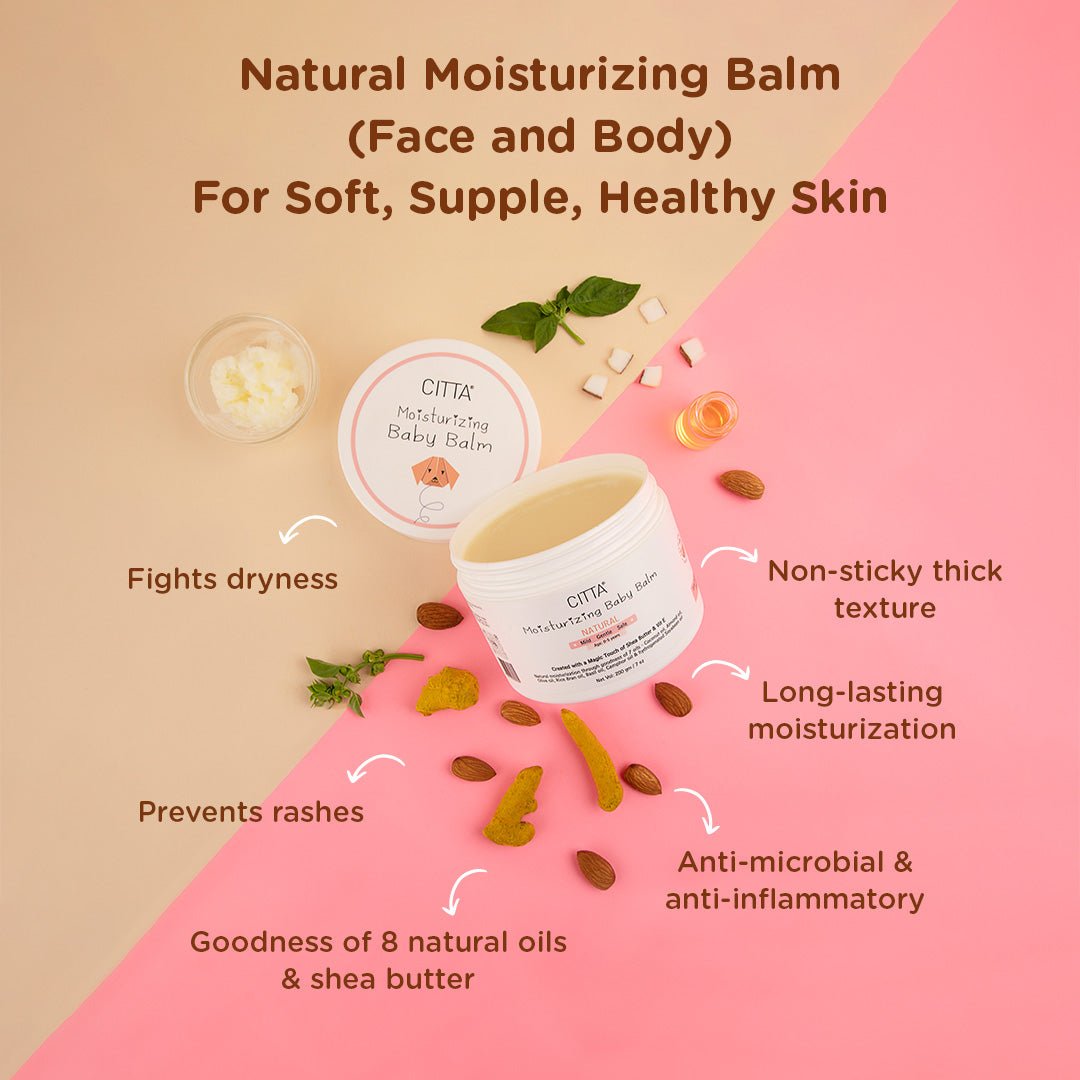 Citta Natural Moisturizing Baby Balm for Body and Face with Shea Butter & Vitamin E Blend of 7 Oils I Pack of 1 - 200 gm - MC-Balm