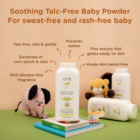 Citta Talc-Free Baby Powder with Corn Starch & Oats I Pack of 1 - B-Powder