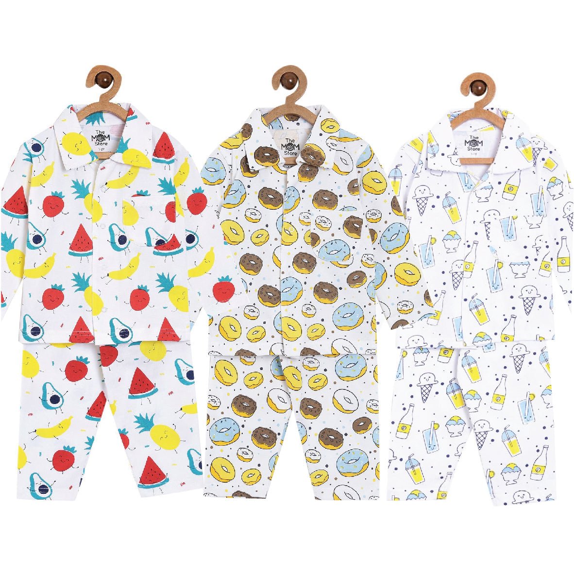 Combo of 3 Baby Pajama Sets - Option A - PYJ-3-FDSM-0-6