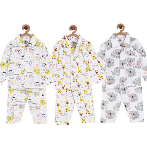 Combo of 3 Baby Pajama Sets - Option F - PYJ-3-TGKM-0-6