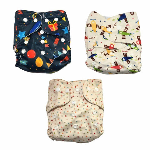 Combo of 3 Reusable Diapers - Option D - DPR-3-SPP-3-3