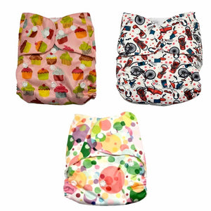Combo of 3 Reusable Diapers - Option G - DPR-3-CBB-3-3