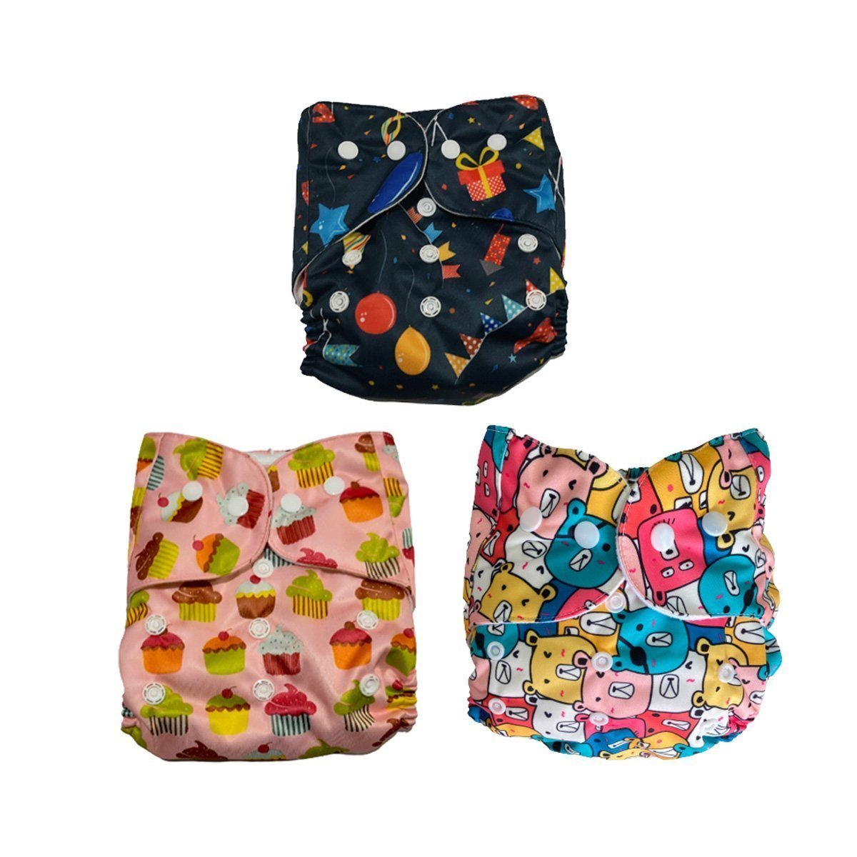 Combo of 3 Reusable Diapers - Option I - DPR-3-PMB-3-3