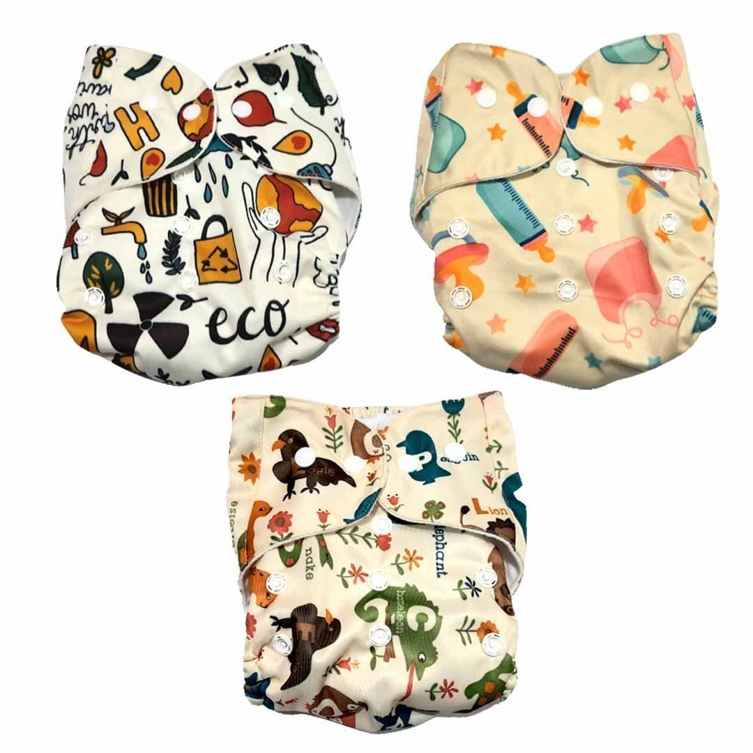 Combo of 3 Reusable Diapers - Option O - DPR-3-FBT-3-3