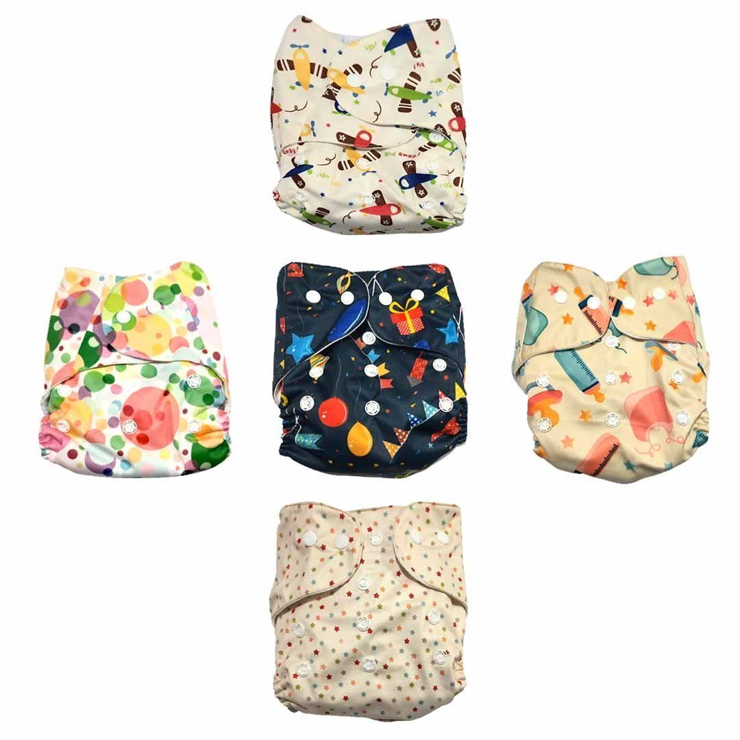 Combo of 5 Reusable Diapers - Option C - DPR-5-PBPBS-3-3
