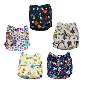 Combo of 5 Reusable Diapers - Option E - DPR-5-PMHRK-3-3