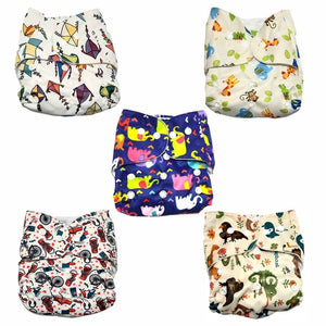Combo of 5 Reusable Diapers - Option K - DPR-5-KHERT-3-3