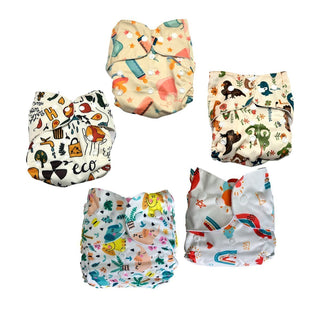 Combo of 5 Reusable Diapers - Option M - DPR-5-BEJRT-3-3