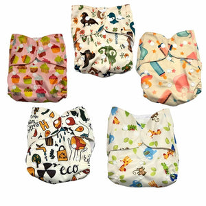 Combo of 5 Reusable Diapers - Option N - DPR-5-TCBFA-3-3
