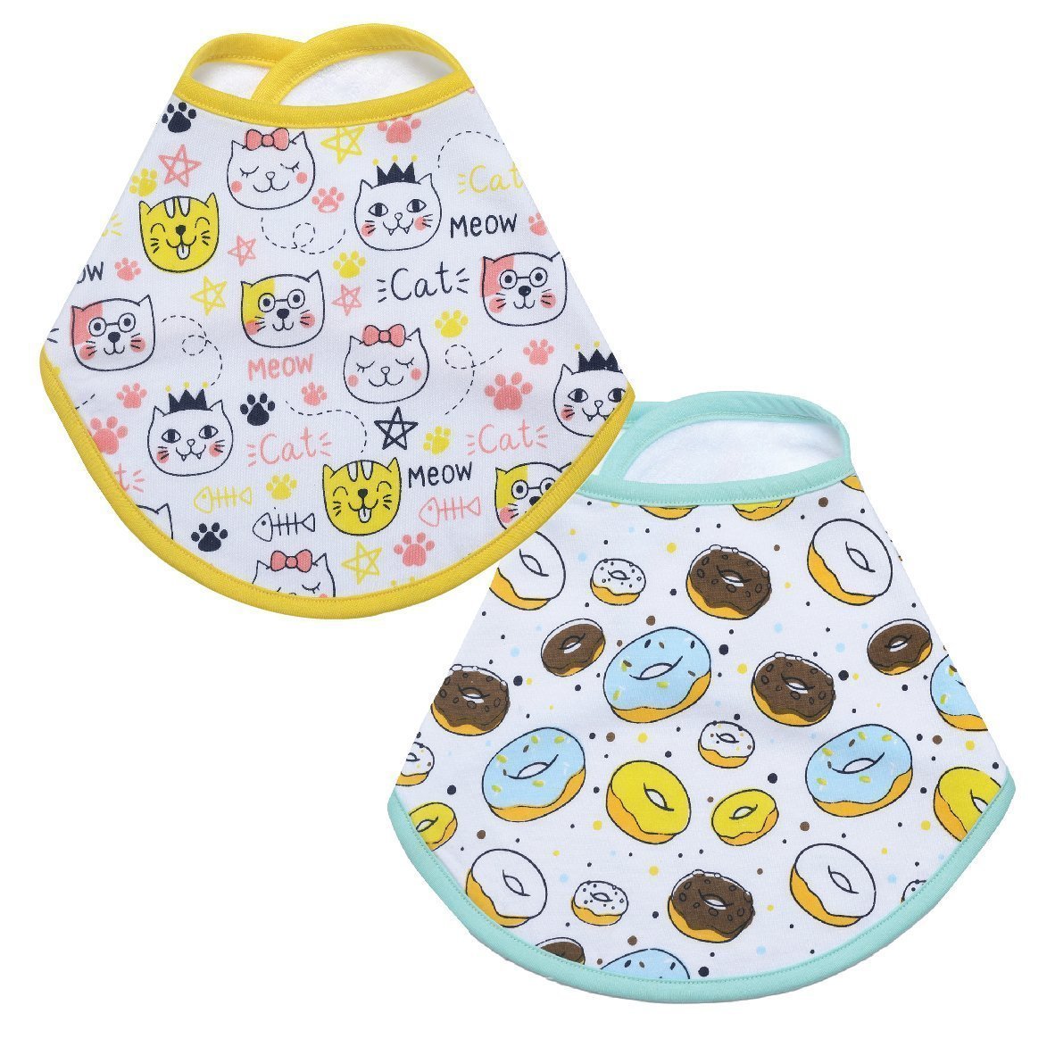 Combo Of Meow Meow And Sweet like A Doughnut Feeding Bibs- (Pack of 2) - FEDB-2-MMSD