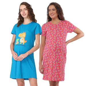 Combo Of Pregasaurus & Lookin' Pine Maternity T-Shirt Dress - NW2-PRGLKP-S