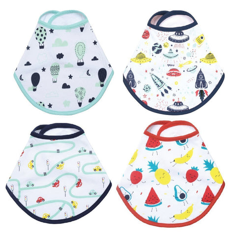 Combo Of Up In the Air, Tour To the Space, City Drive And Fruity Cutie Feeding Bibs- (Pack Of 4) - FEDB-4-UTCF