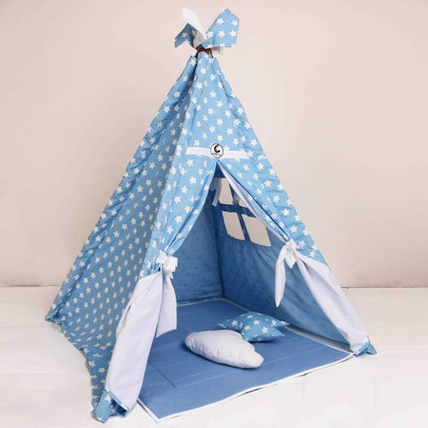 CuddlyCoo TeePee Tent Set - Baby Blue - TEEPEEBSPATBB