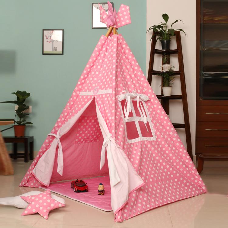 CuddlyCoo TeePee Tent Set- Baby Pink - TEEPEEBSPATBP