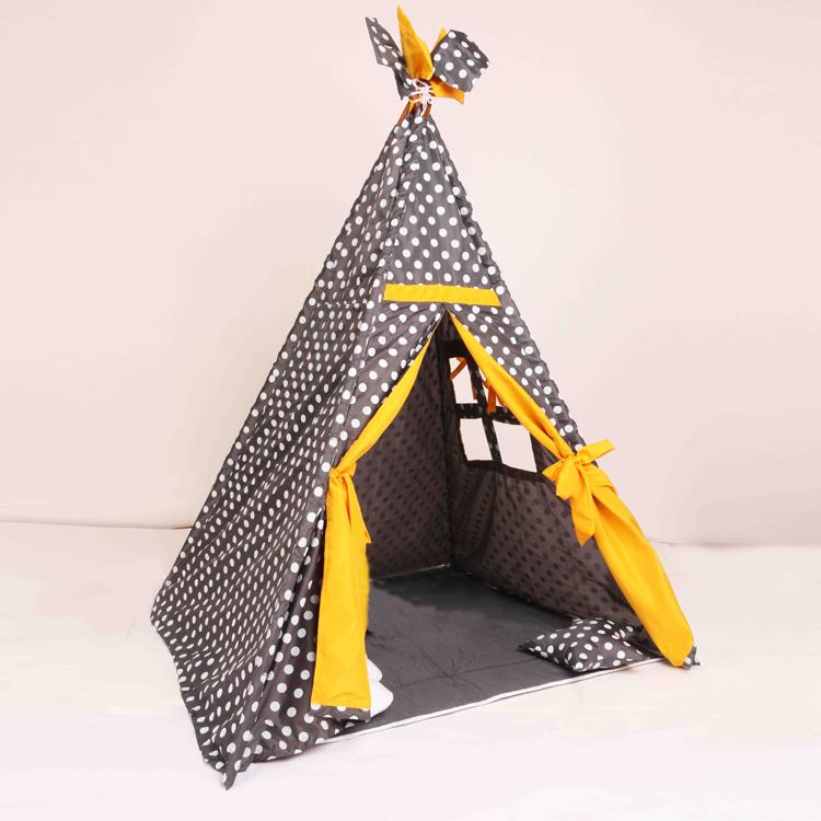 CuddlyCoo TeePee Tent Set - Grey Polka - TEEPEEBSPATGP