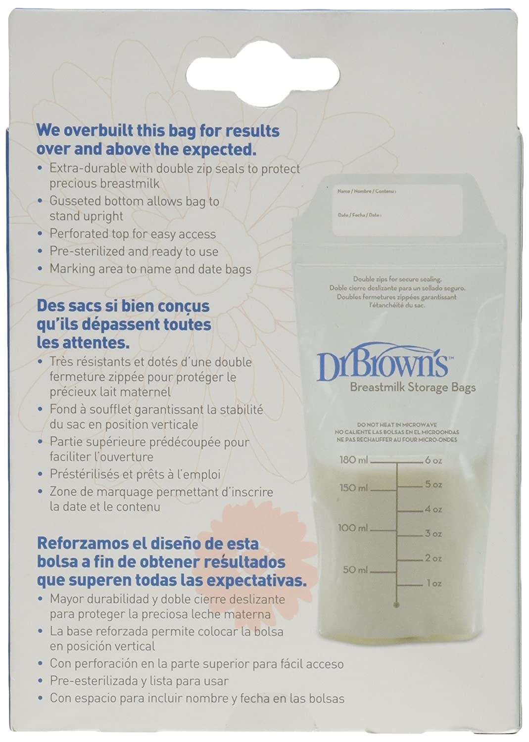 Dr. Browns Breastmilk Storage Bags, 25-Pack- Transparent - DBS4005-IT
