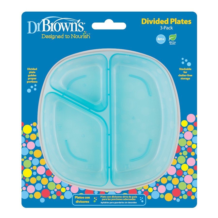 Dr. Browns Divided Plates 3-pack - Multicolor - DBTF017-P2