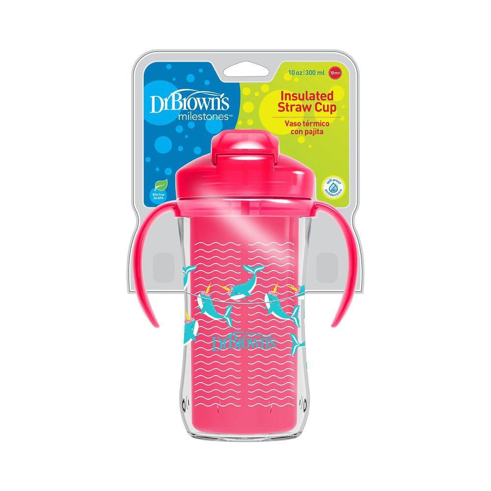 Dr. Browns 10 oz/300 mL Insulated Straw Cup, 1-Pack - Pink - DBTC01201-INTL