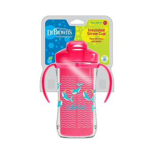 Dr. Browns 10 oz/300 mL Insulated Straw Cup, 1-Pack - Pink - DBTC01201-INTL