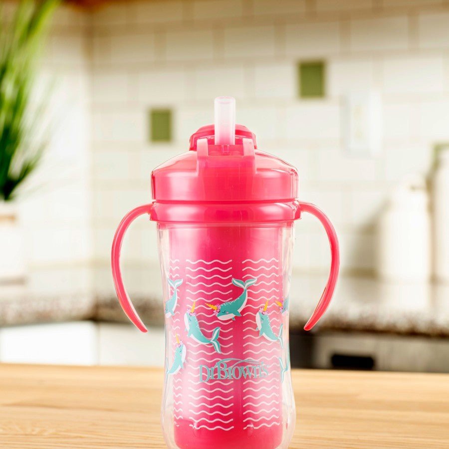 Dr. Browns 10 oz/300 mL Insulated Straw Cup, 1-Pack - Pink - DBTC01201-INTL