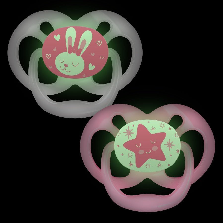 Dr. Browns Advantage Pacifiers, Stage 2, Glow in the Dark, Pack of 2 - Pink - DBPA22003-INTL