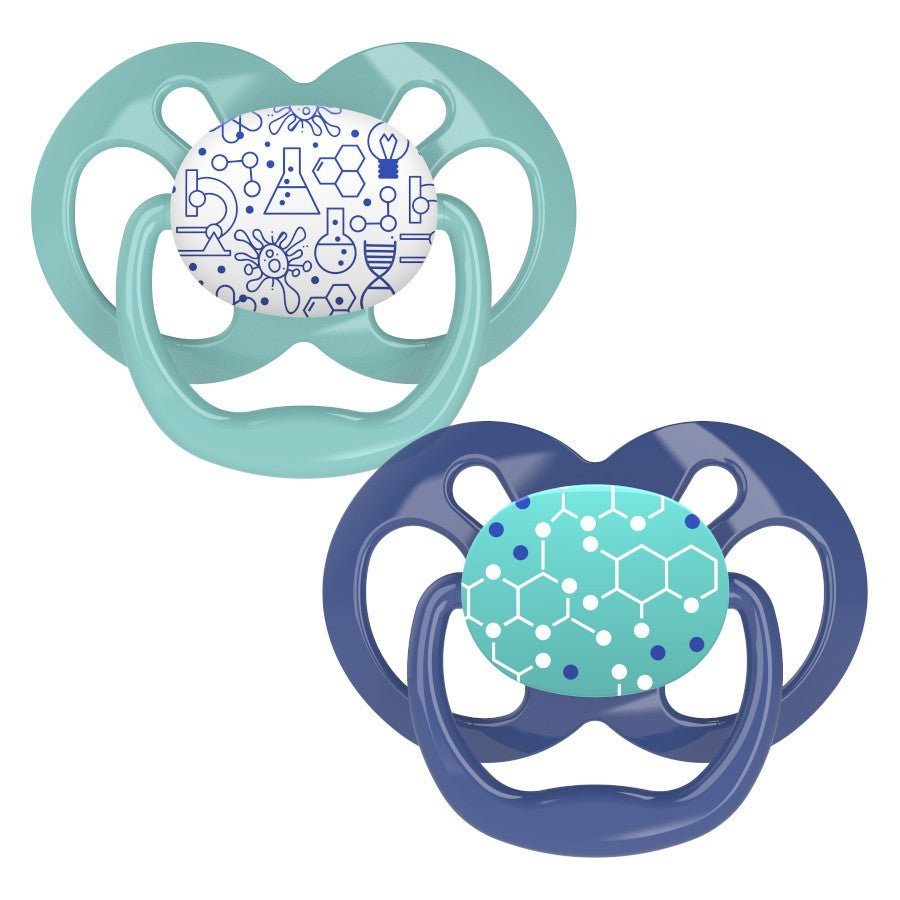 Dr. Browns Advantage Pacifiers, Stage 2, Pack of 2 - Blue Chemistry - DBPA22002-INTLX