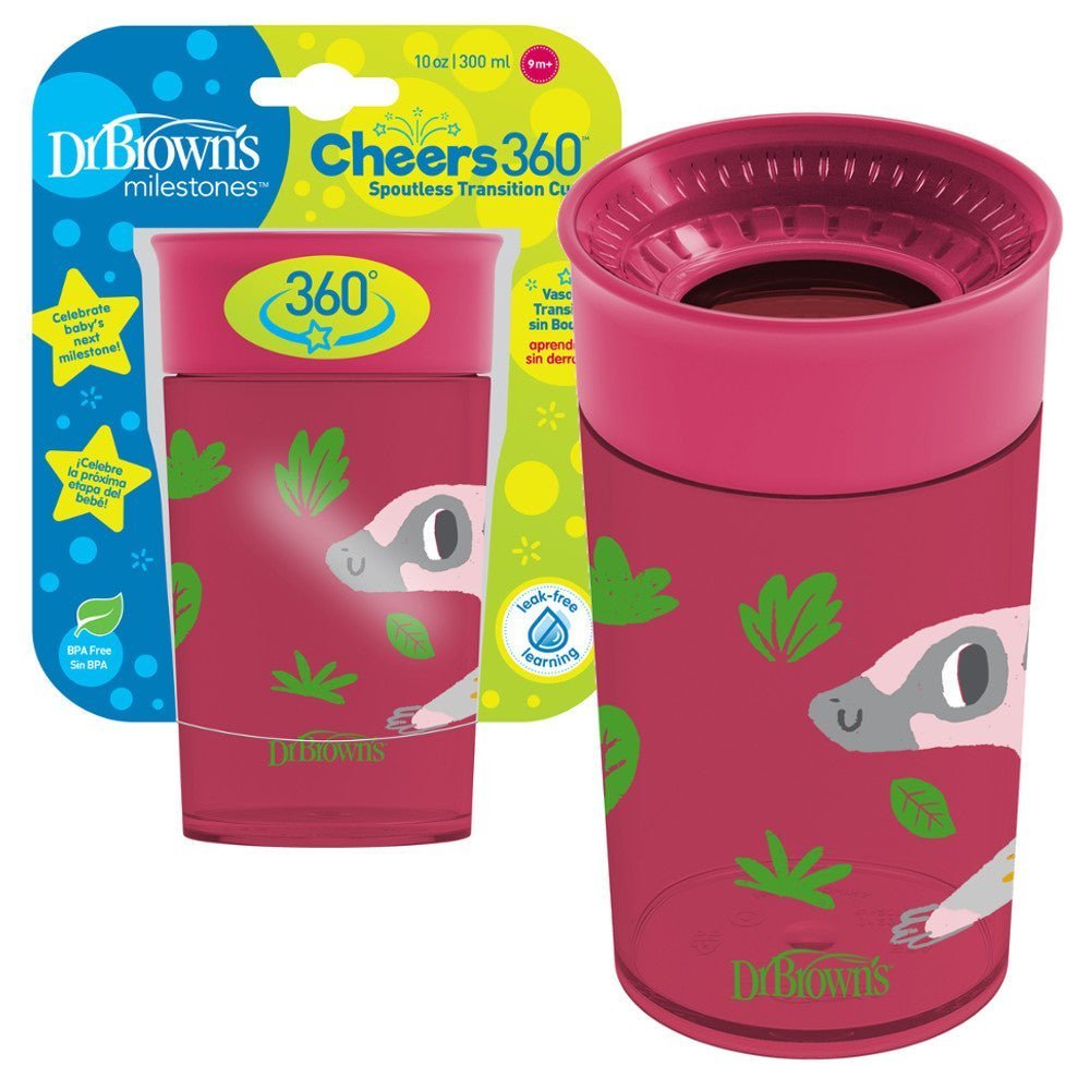 Dr. Browns Smooth Wall Cheers360 Cup, 10 oz/300 mL - Red Deco - DBTC01096